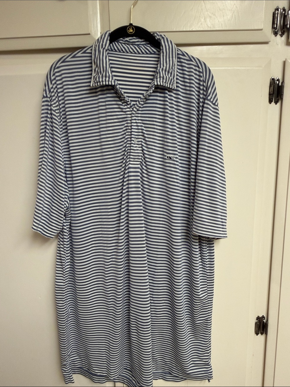 Vineyard Vines Navy and White Striped Polo
